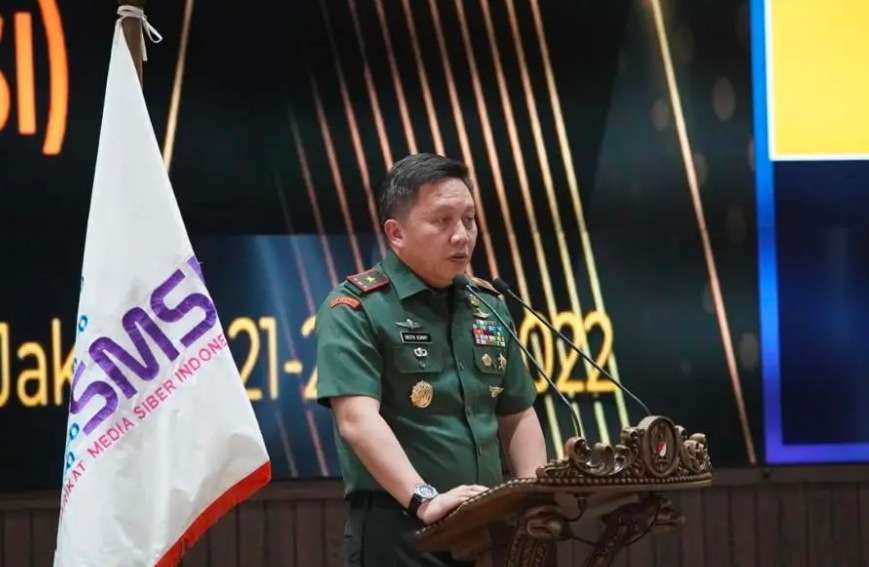 Kepala Staf Angkatan Darat (KSAD) Jenderal TNI Dudung Abdurachman saat hadir dalam rapat bersama pimpinan Nasional Serikat Media Siber Indonesia (SMSI)