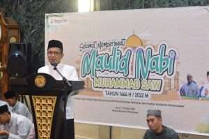 Sekretaris Daerah (Sekda) Sumsel Ir. S.A. Supriono menghadiri Maulid Nabi Muhammad SAW di Masjid Darussaid,